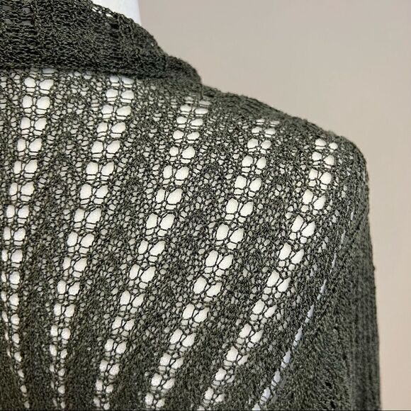 👠Coldwater Creek olive green open knit cardigan. Med - Picture 6 of 7